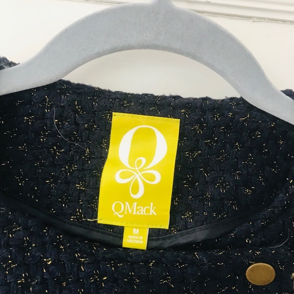 QMack Blue Gold Metallic Houndstooth Moto Jacket - Picture 2 of 7